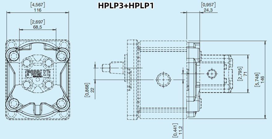 Bondioli＆Pavesi邦貝HPLP3+HPLP1多級齒輪泵尺寸