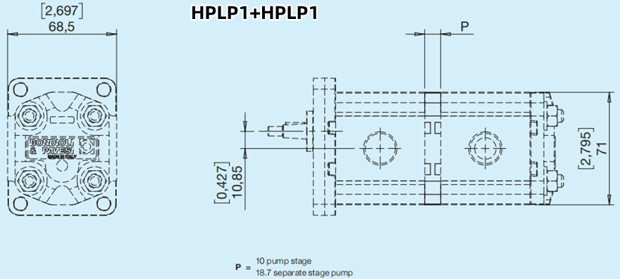 Bondioli＆Pavesi邦貝HPLP1+HPLP1多級(jí)齒輪泵尺寸