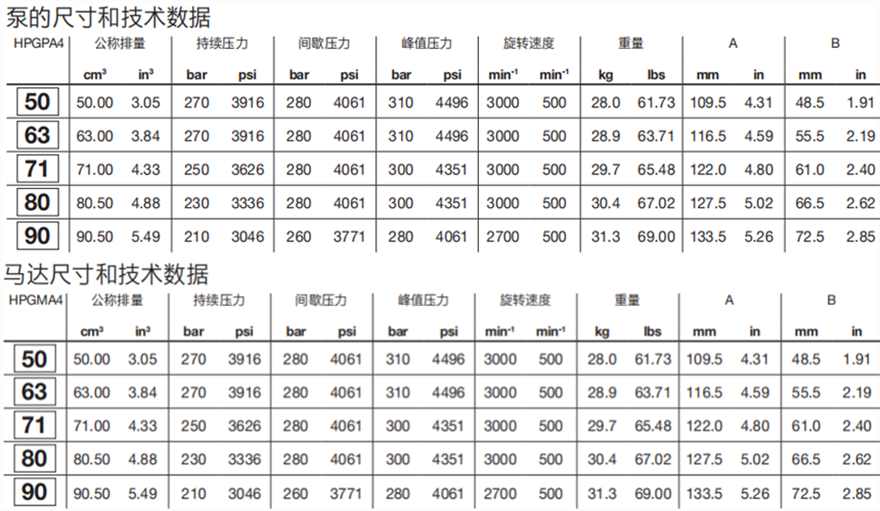 HPGPA4, HPGMA4邦貝Bondioli齒輪泵/馬達(dá)技術(shù)數(shù)據(jù)